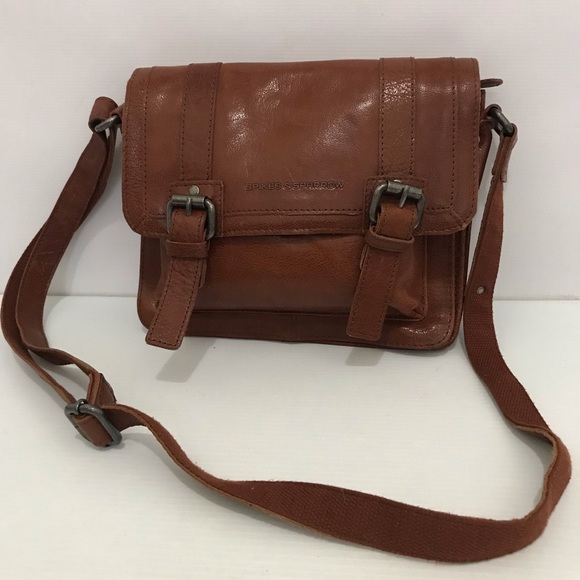 SPIKES & SPARROW Brown Leather Crossbody Bag - Picture 1 of 6